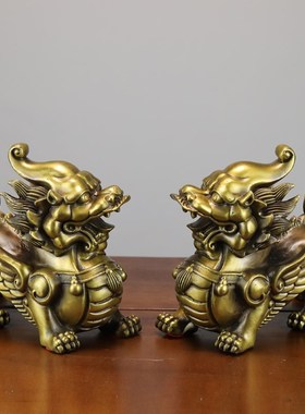 纯铜貔貅摆件一对大号家用客v厅办公室店铺纯铜貔恘开业贺礼品摆