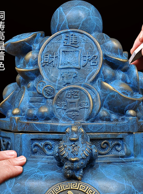 全铜聚宝盆招财摆件开盖店铺开业礼品公司办公室桌摆设收藏工艺品