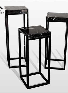 装饰艺术品雕塑台酒店客厅边几样板房大理石展示台架子玄关摆件台