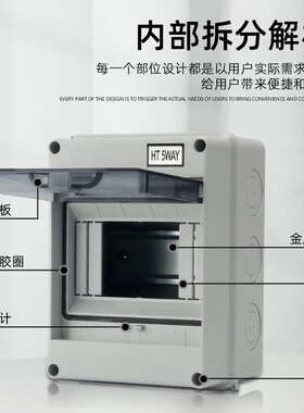配电箱防水明装家用空气开关盒子防雨淋灰塑料小型回路空开箱强电