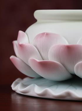 戴玉堂陶瓷供奉线香香炉大号佛堂供桌家用室内莲花香炉佛具用品