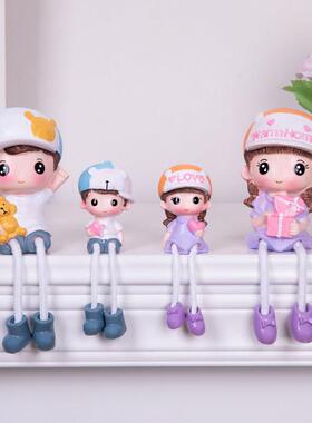 创意可爱的挂腿娃娃饰品工艺品房间墙壁客厅酒柜家居装饰礼品小饰