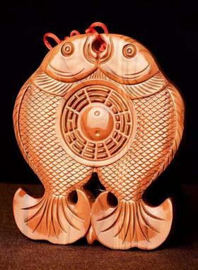 大门对窗户阳台前门对后门穿堂风双鱼八卦镜富贵鱼挂件门对门摆件