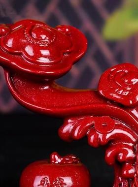 朱砂如意摆件红色紫金砂事事如意摆件平安办公室玄关居家吉祥饰品