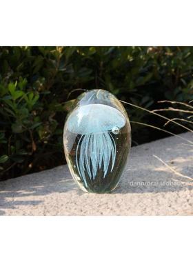 玻璃琉璃手工艺家居小摆件ins创意可爱家庭装饰水晶夜光水母礼物