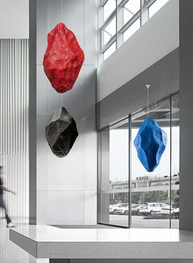创意悬浮吊挂石来运转仿真石头装饰空中造景展厅室内装修吊顶饰品