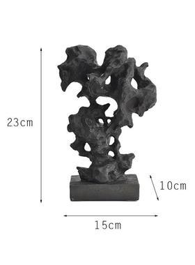 新中式假山摆件黑色仿太湖石装饰品售楼中心样板房间玄关软装配饰