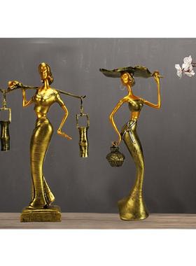 欧式家居摆饰客厅玄关电视柜办公室内创意摆设酒柜装饰品傣族女孩