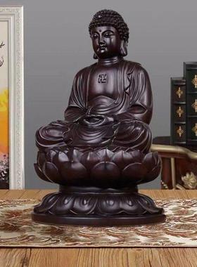 实木雕刻大日如来佛祖摆件红木制释迦摩尼牟尼佛像阿弥陀佛三宝佛