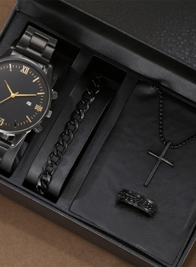 潮流帅气男士项链礼盒装男朋友雏菊情人节礼物男款时尚十字毛衣链