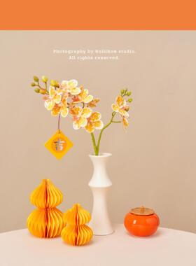 逅里「温暖节节」乳白色新中式陶瓷古风小花瓶彷真花花艺摆件装饰