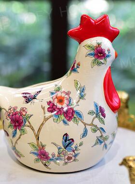 公鸡摆件陶瓷存钱罐客厅玄关电视柜酒柜装饰品乔迁新居礼品开业礼