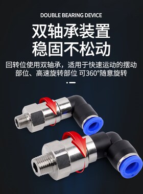 sns气动360度高速旋转气管快速接头直角快插弯头万向气缸包邮螺纹