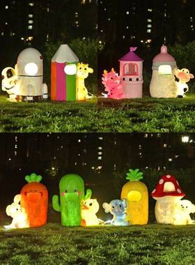 卡通动雕物垃圾桶塑户园林景QFK观装饰箱小区幼儿园游外乐场果皮