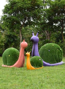 户外园林景观装饰摆件拟动物模通卡YIS绿色植物蜗牛幼儿园公玻园