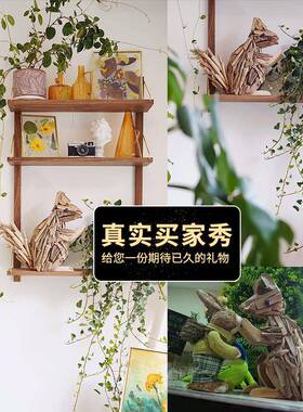 手工实木品松鼠电柜视摆件GAF摆设动物工小艺家居客厅天然装饰品