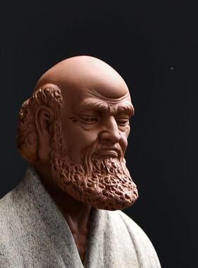 中式紫砂宠手工艺禅意人物摩陶瓷达茶摆件茶XT220128室茶台博古架