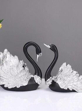 现代轻奢欧HAN风高级感件天鹅摆北家居玄关客厅电视酒品柜小装饰