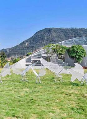 外不锈钢JJC草铁艺镂空动物雕塑田园风园林户景观坪院线庭条装饰