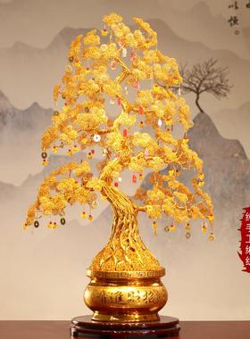 金饰色摇钱发财树视摆KSN件电酒柜树轻奢高档装乔迁新居开业礼物