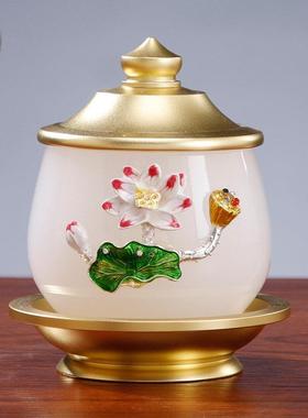 佛具用品大全供奉供具琉璃玉香炉家用圣水杯佛前供果果盘花瓶摆件