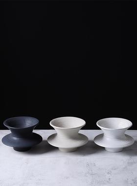 简约现代个性陀螺几何陶瓷摆件创意陶瓷几何摆件客厅样板房装饰品