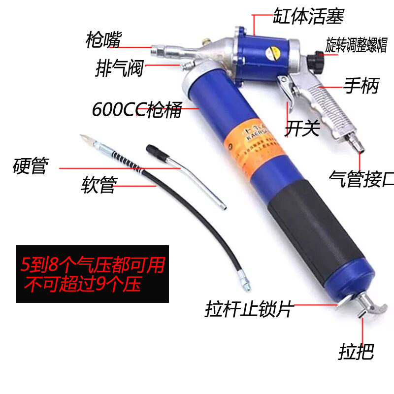 气动连发黄油枪压注油器小型黄油弹软管油盘油嘴手动拉链黄油抢,淘宝优惠券,粉丝福利购,淘宝优惠卷