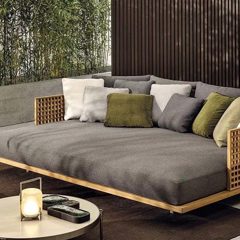 户外沙发柚木格子沙发庭院别墅花园休闲沙发组合防水防晒藤编沙发,淘宝优惠券,粉丝福利购,淘宝优惠卷