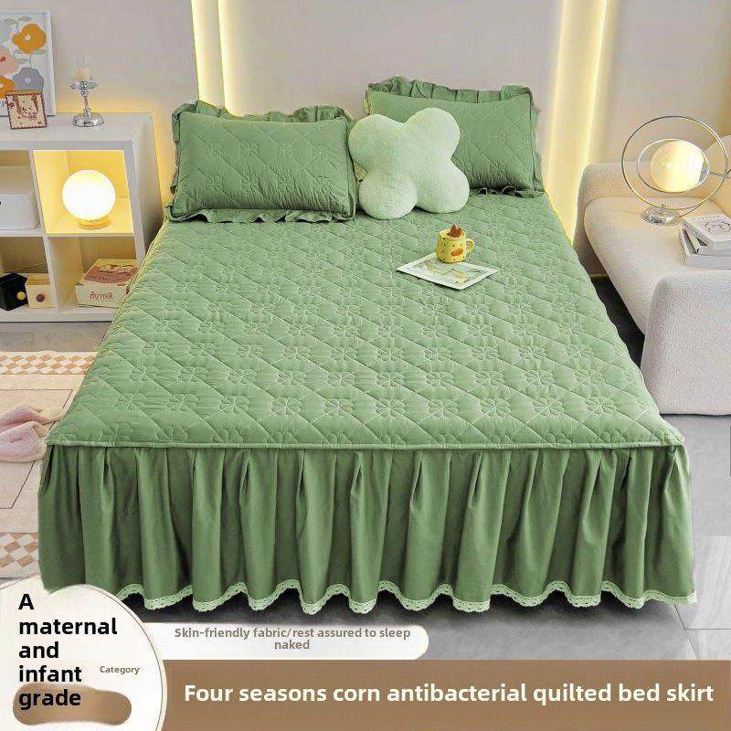 夹棉床裙水洗棉防尘单双人亲肤棉床罩防滑保护套四季用席梦思床套,淘宝优惠券,粉丝福利购,淘宝优惠卷