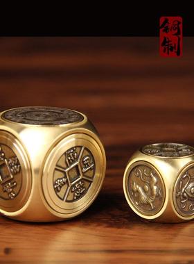 铜六面转手把件 铜四方神 铜牛转乾坤 铜马上胡指尖陀螺手把件