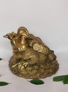 铜金蟾纯铜工艺品黄铜金蟾蜍三足蟾家居装饰品摆件长20-30cm