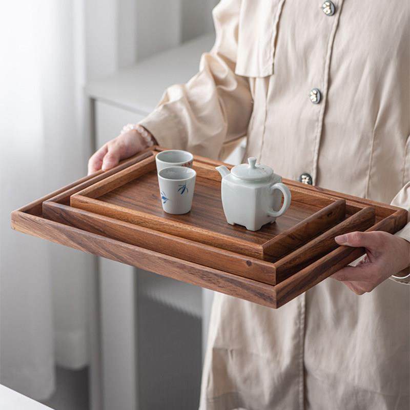 中式胡桃实木茶盘托盘长方形商用家用放茶杯水杯收纳简约点心茶具,淘宝优惠券,粉丝福利购,淘宝优惠卷
