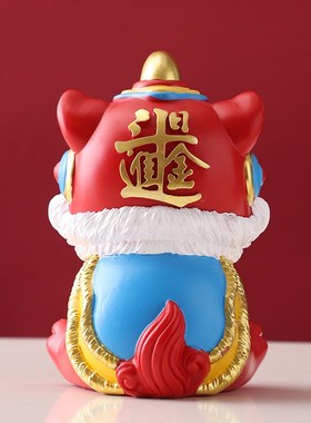 国潮国风醒狮石狮子玄关酒柜电视柜桌面工艺品装饰品摆件乔迁礼品