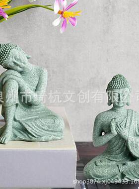 禅意摆件新品仿石佛像工艺品鱼缸造景家居玄关装饰新中式摆设