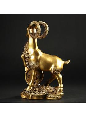 全铜羊摆件金钱羊铜工艺礼品摆饰家居客厅装饰品摆设生肖羊属羊中