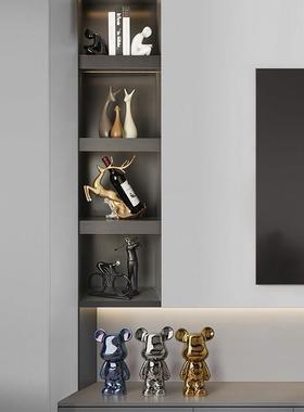 轻奢高档暴力熊酒柜装饰品红酒架摆件家居客厅电视柜现代软工艺品