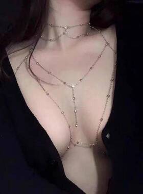 性感水钻项链锁骨链胸链身体链高级感禁欲系配饰百搭闪钻吊坠颈链