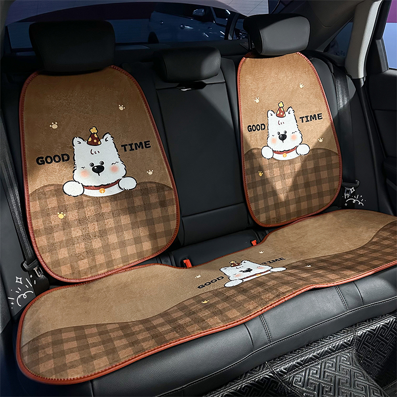 汽车坐垫冬保暖毛绒短毛卡通可爱女士坐座垫单片后排2025新座椅套