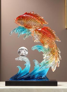 高档国潮创意家居摆件客厅玄关酒柜电视柜装饰品年年有鱼锦鲤