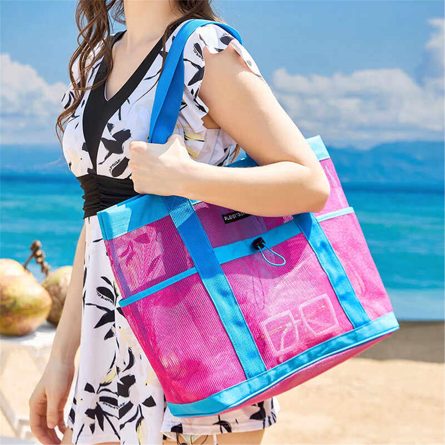 Beach swimming bag portable mesh bag portable large-capacity swimsuit storage bag fitness sports shoulder bag mesh