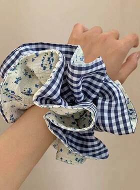 森系波点双层大肠发圈女头花少女感扎头发丸子头发绳头绳头饰发饰