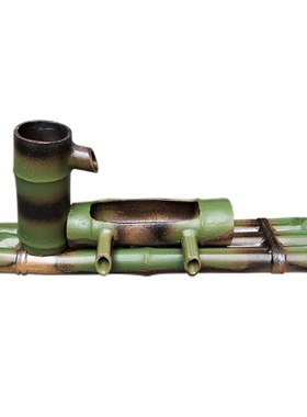 陶瓷仿竹子流水器diy百搭鱼缸循环系统造景循环水