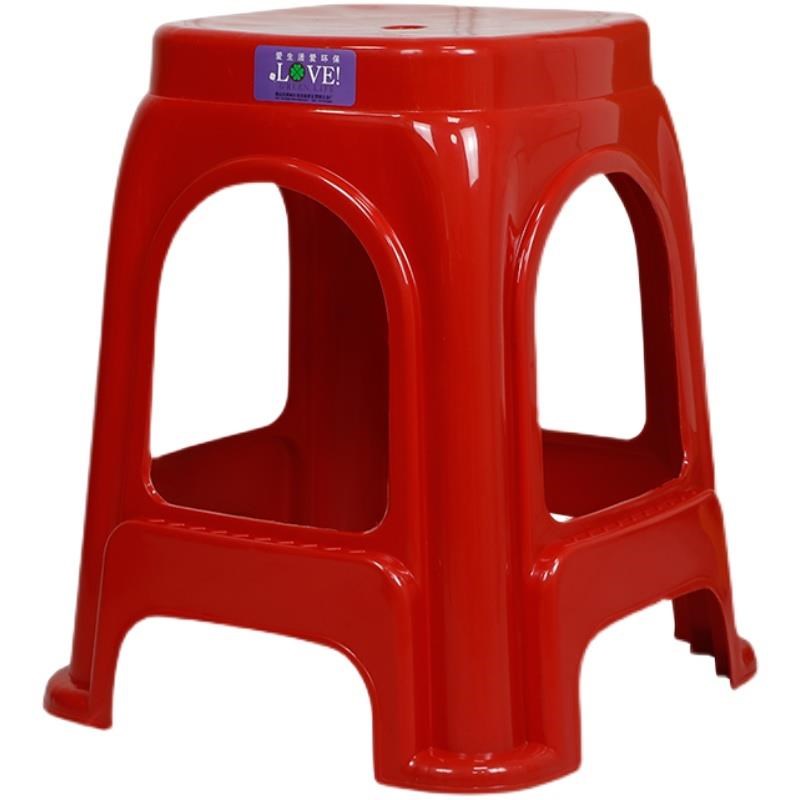 加厚塑料凳子红色家用方凳高凳板凳浴室凳换鞋凳大排档餐桌凳椅子 - 图3