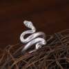 S925 sterling silver snake-shaped ring plain silver craft opening niche design women's light luxury simple style twelve zodiac snake