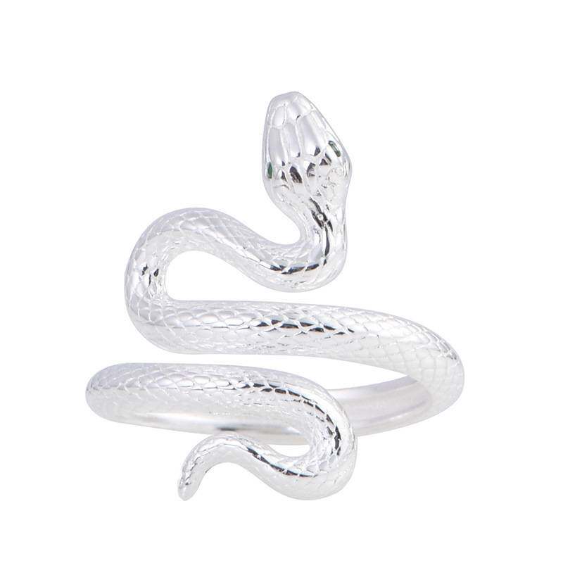 S925 sterling silver snake-shaped ring plain silver craft opening niche design women's light luxury simple style twelve zodiac snake