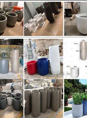 玻璃花商场花售楼部花钢钵广场箱005户外创意花坛酒店盆大号白色