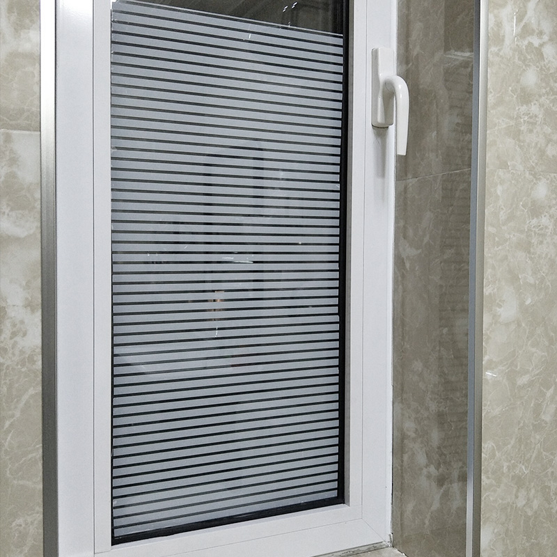 静电免胶磨砂办公室玻璃贴膜半透明条纹移门隔断防撞腰线窗户贴纸 - 图0