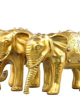 普生缘纯铜铜大象摆件吸水铜象一对家居办公室工艺开业礼品大象