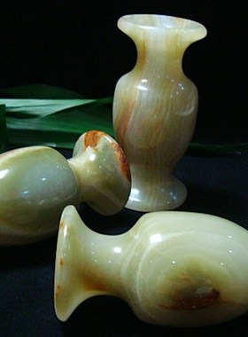 天然阿富汗玉瓶玉石小白玉瓶插装饰品单个