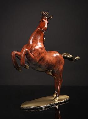 铜智欧马到成功全铜生肖马摆件办公室酒柜玄关客厅装饰开业礼品